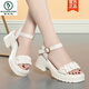 Spechtsgurt Sandalen für Frauen, Schwammkuchen dicker Sohle komfortabler und vielseitiger Sommer Neues Feenstil wasserdichtes Plattform Weiche unten Römische Frauenschuhe Hy2677 Black 35