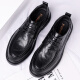 Zapatos de cuero portuleso para hombres de negocios británicos para hombres zapatos informales de negocios bajo zapatos de boda de la suela gruesa baja 9929 Negro 40