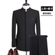 SUSTYLE luxury high-end brand men's high-end Chinese tunic suit men's Chinese stand-up collar suit slim and versatile Chinese dress clothing hidden button black top + pants gift box 170/114 M
