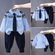 G.DUCKKIDS小黄鸭男童套装春秋季新款儿童警官警察衣服男宝宝演出服装三件套 短袖衬衣+裤子+帽子三件 110 尺码4~5岁【100-110cm】cm