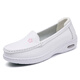 Zapatos de enfermera poresno para mujeres que trabajan sin pies agotadores transpirables y antideslizantes y olor durante la primavera y el verano suela suave suave de cuero grueso espeso plano plano zapatos blancos médicos 9928 blancos suaves sosas no cansadas talla de zapato estándar 34