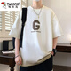 Holzspecker schwerer Gradienten Kurzarm T-Shirt Herren Sommertrendmarke 2025 Neues halbe Ärmel Loose Teen Top 3523 Rot [Single Top] 3xl