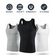 [100% pure cotton] Men's vest sports hurdle I-shaped vest men's fitness elastic sleeveless T-shirt men's sweatshirt black + gray two-piece 2XL weight [140-165Jin [Jin equals 0.5 kg]]