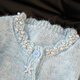 
She Chi Beaded Sweater 2025 Autumn New Women's Sweet Style Design Button Round Collar Top