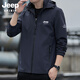 
JEEP SPIRIT Jeep American Pilot Removable Hooded Casual Jacket Men's New Spring and Autumn Men's Windproof Loose Jacket Black XL