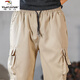 Woodpecker (TUCANO) work pants for men spring and summer new multi-pocket labor-saving foot pants loose large size wear-resistant fashion brand casual long pants for men 2-pair [black + khaki] XL 120-135Jin [Jin equals 0.5 kg]