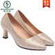 Specht Champagner Farbe Hochzeitsschuhe High Heels Frauenschuhe Lederschuhe Braut Schuhe Frühling und Herbst Neue Single -Schuhe Abendbrise Gentle Schuhe 1381 Champagner Farbheelhöhe 6cm 35