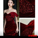 Tromlfz high-end fishtail toast dress bride burgundy engagement one-shoulder textured sequin banquet evening dress for women burgundy M 165