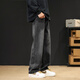 MAYBEYOND American jeans men's spring and summer high street loose straight pants wide-leg casual long pants MA78 black gray XL