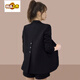 Chujing Professional Suit Jacket Women's 2025 Spring and Autumn New Casual Small Slit Black Suit Top Women Black M (Recommended 100 Jin Jin is equal to within 0.5 kg)