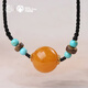 Potala Palace unique beeswax turquoise agarwood necklace amber pendant for men and women new Chinese style pendant as a birthday gift for my wife