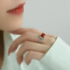 BOIGO925 Silver Tang Grass Pattern Southern Red Agate Square Ring Chinese Style Gift Adjustable Ring Jewelry Silver + Red One Size