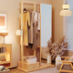 Ningzao Massivholzbügel bodenhaftes Schlafzimmer Haushaltsraum Kapuze Rack Drehende Spiegel integrierter Wohnzimmerbügel mit Spiegel Walnuss Farbe# große Größe: 120 cm*40 cm*170 cm