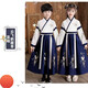 Children's ancient costumes, Chinese school clothes, Chinese style elementary school students recite the three-character scriptures and disciples' rules for opening ceremony performance costumes Yun Feihe broad sleeves blue [same style for men and women] 120 cm