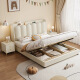 Vinson Shanpin estilo cremoso de piano brillante llave de empaquetamiento suave Camilla para niños Camilla de princesa cama de niño 1 metro 5 empaquetado suave cama doble cama + 2 cm pino cama de cama de madera + 1 gabinete + colchón de bolsa independiente 1350 mm*2000 mm Almacenamiento