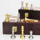 Sangshu Metal Chess Set Boîte d'échecs pliante en bois pour la compétition pour enfants Cécheurs spéciaux échecs bronze bleu + bronze rouge 6630 (grande taille) King Hauteur 7,6 cm