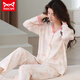 Catman MIIOW pure cotton pajamas for women in spring and autumn long-sleeved cardigan for middle-aged and youth women's casual suit cotton home clothing SH14701 pure cotton M (80-100Jin[Jin equals 0.5 kg])