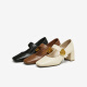 Los mejores 25 primavera retro Mary Jane zapatos de tacón grueso Toe Singles para mujeres M1509AQ5 Negro 39
