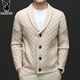 Playboy Cardigan Herren Winterjacke Männer vielseitiger dicker Nadelwolle Pullover vielseitiger gestrickter Pullover verdickter Männer Außenbekleidung Iron grau 4xl 190