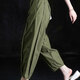 
Zimu Cotton and Linen 2025 spring and summer clothing for women, nine-point casual pants, loose Harun Blossom pants, slim, high waist, versatile carrot pants 6636 Military green M (recommended 95-115Jin [Jin equals 0.5 kg])