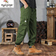 Woodpecker (TUCANO) work pants for men spring and summer new multi-pocket labor-saving foot pants loose large size wear-resistant fashion brand casual long pants for men 2-pair [black + khaki] XL 120-135Jin [Jin equals 0.5 kg]