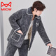 Catman (miiow) pyjamas hommes en automne et hiver à trois couches épaissies de corail velours coton flanelle de maison chaude de maison chaude style hiver c9921 hommes gris noir [charrue] xl 3 couches x (125 145jin [Jin est égal à 0,5 kg]) à trois couches épaisses