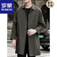 ROMON windbreaker men's mid-length coat 2026 new spring and autumn trendy Korean style loose business casual high-end coat black M loose version