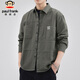 大嘴猴（paul frank）长袖衬衫男士春秋季美式复古休闲工装外套男上衣男装 森绿色 XL
