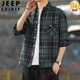 
JEEP SPIRIT American retro plaid long-sleeved shirt for men and women spring and autumn 2025 new loose Korean work shirt jacket trend K12108 white XL