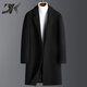 DK brand men's woolen coat men's winter new thickened warm mid-length windbreaker business casual jacket gray M 170