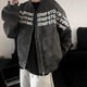 7家优品字母印花灰色棒球服外套男秋冬欧美hiphop高级感皮衣美式高街夹克 SSQFS-687灰色 M