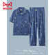 Catman Miiow Summer New Pyjamas Herren dünner lässiger loser Baumwoll-Cartoon-Student kurzärmelige Hosen Strickjacke Home Clothing Set G3884 Blue-Short-Ärmeln Hosen L [Empfohlen 100-120jin [Jin gleich 0,5 kg]]
