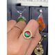 Xuanxian Canadian ammolite ring retro personalized open pearl sterling silver bezel set new women's ring