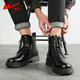 Huili Martin Boots Herren Sommer 2025 Neue heiße High-Top-Stiefel Herren-Briten-Stil schwarze Lederstiefel Schwarz 44