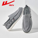 Huili Herrenschuhe Leinwandschuhe Herren Sommer 2025 neuer Stil Männer Leichter weicher Sohle fauler Leute treten lässige alte Peking -Stoffschuhe grau 1656 40