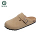 Specht Leder Birkenstock Schuhe für Frauen 2025 Frühling neuer dicker Doken Baotou Half-Slipper Sommerstil Soft-Soled Sandalen Khaki (683-1) 36