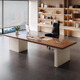 Hanjitangyu Italian light luxury solid wood office computer desk bedroom desk designer creative business boss desk simple executive desk 200*80*73*3cm ash wood desk