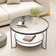 Qi Ji [1048 repurchase] Internet celebrity modern Italian Changhong tempered glass coffee table small living room round household use round coffee table - black frame + brown glass diameter 60CM high 45CM