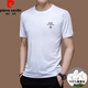 Pierre cardin high-end brand summer 2025 new high-end embroidered short-sleeved top thin round neck cool ice silk T-shirt khaki [Ti13062] L 170 [suitable for weight 120-135Jin [Jin equals 0.5 kg]]