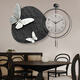 Little Painting Clock, Wasabi Wind, Schmetterlingswanduhr, Schwarz, Weiß und graues Restaurant Dekoration Malerei, High-End-Abstrakte Wohnzimmeruhr Hängende Wand VERSATILE ZP4877+ZP4878 [Schmetterlingsuhr Malerei] 28 Zoll Malerei 70*70+Uhr 70*70 Goldrahmen