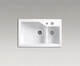 
Kohler K-3885T-2SD-0 Indi integrated tank cast iron kitchen basin 3886 sink vegetable wash basin