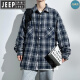 
JEEP SPIRIT Loose and Handsome Long Sleeve Shirt Plaid 2025 Spring and Autumn Men's Student Casual Jacket Retro American Work Shirt K12109 Blue XL