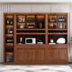 Mu Tisen Chinese solid wood wine cabinet integrated wall display cabinet modern simple living room screen partition cabinet glass door entrance cabinet five-door wine cabinet + single-door side cabinet Default walnut color (remarks for other colors)