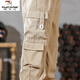 Woodpecker (TUCANO) work pants for men spring and summer new multi-pocket labor-saving foot pants loose large size wear-resistant fashion brand casual long pants for men 2-pair [black + khaki] XL 120-135Jin [Jin equals 0.5 kg]