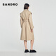 SANDRO classic women's clothing classic French temperament long lace-up windbreaker jacket SFPOU00519 beige 38