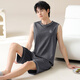 Pajamas men's summer pure cotton sleeveless vest summer teenager large size men's thin casual home clothing set YDY13657 3XL code (recommended 160-180Jin [Jin equals 0.5 kg])