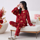 Catman Snake Year Pajamas Primavera y otoño Cotton Pure Manga larga 100% Cotton Home Traje Invierno Rojo Año de la nación Set 9226 XL (peso sugerido 110-140Jin [Jin es igual a 0,5 kg])