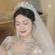 Shijun (SHIJUN) European and American retro crystal handmade large crown Korean-style crown light luxury heavy industry double-layer flash diamond princess crown bridal wedding double-layer five-petal flower crown A0136