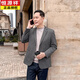 Hengyuanxiang (HYX) Houndstooth casual suit middle-aged and elderly 2025 spring thin business middle-aged men single-piece suit daddy coat Shangge gray M 170