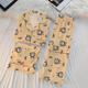 
Catman 2025 new cartoon cute short-sleeved pajamas three-piece set for outside 14126# Labubu Short-sleeved + shorts + trousers L 95-115Jin[Jin equals 0.5 kg]